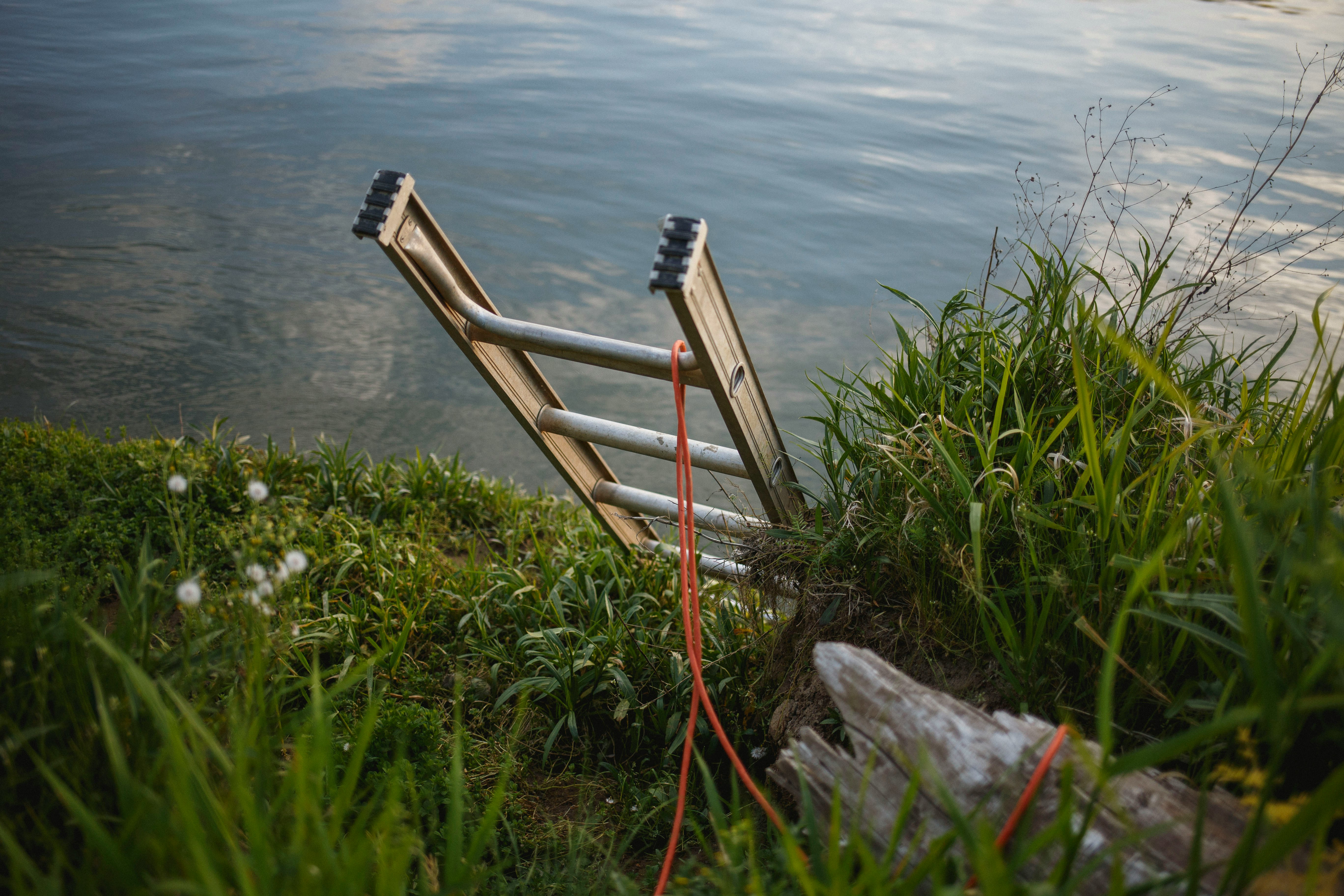 ladder propped up on hill