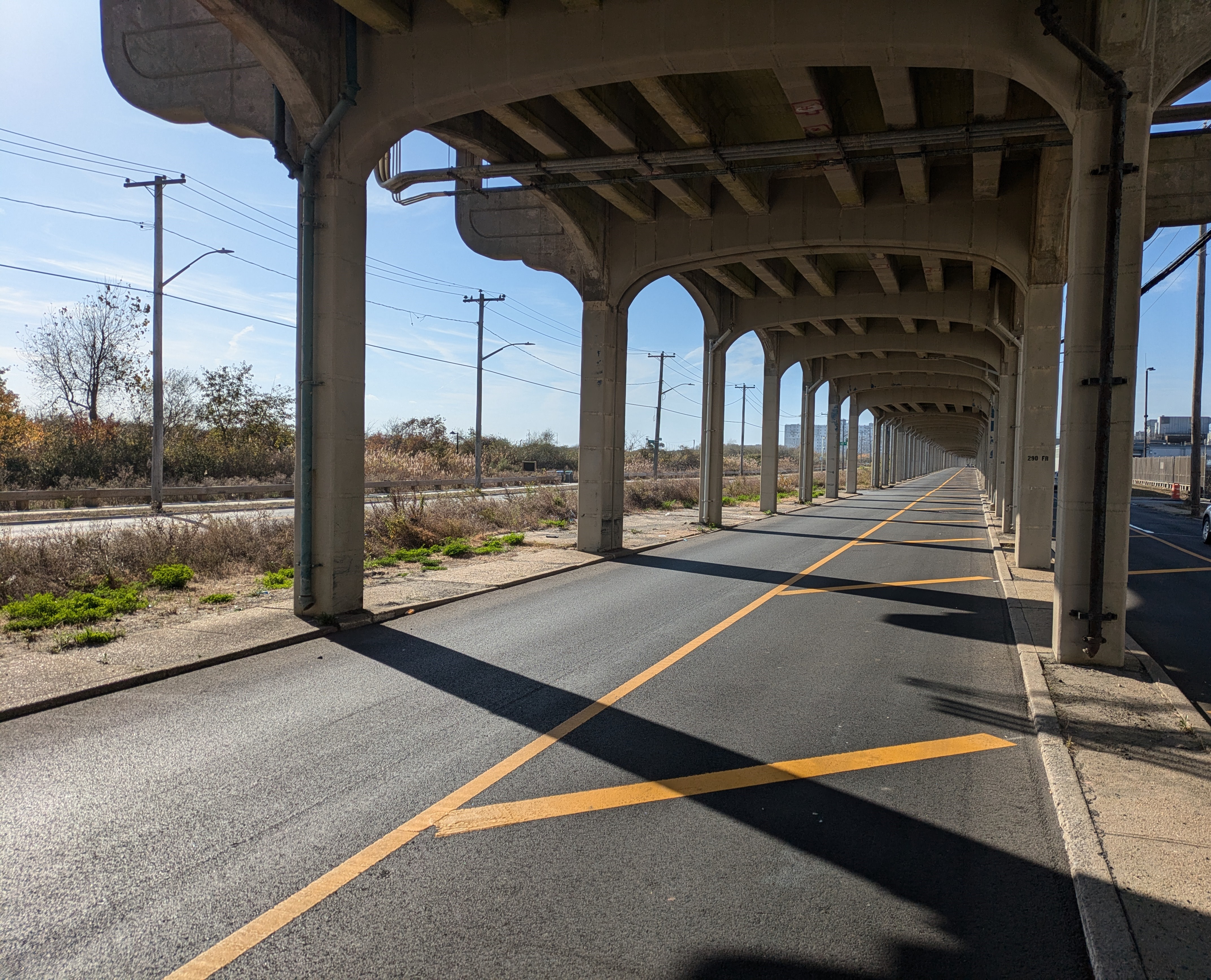 the road under the above ground train