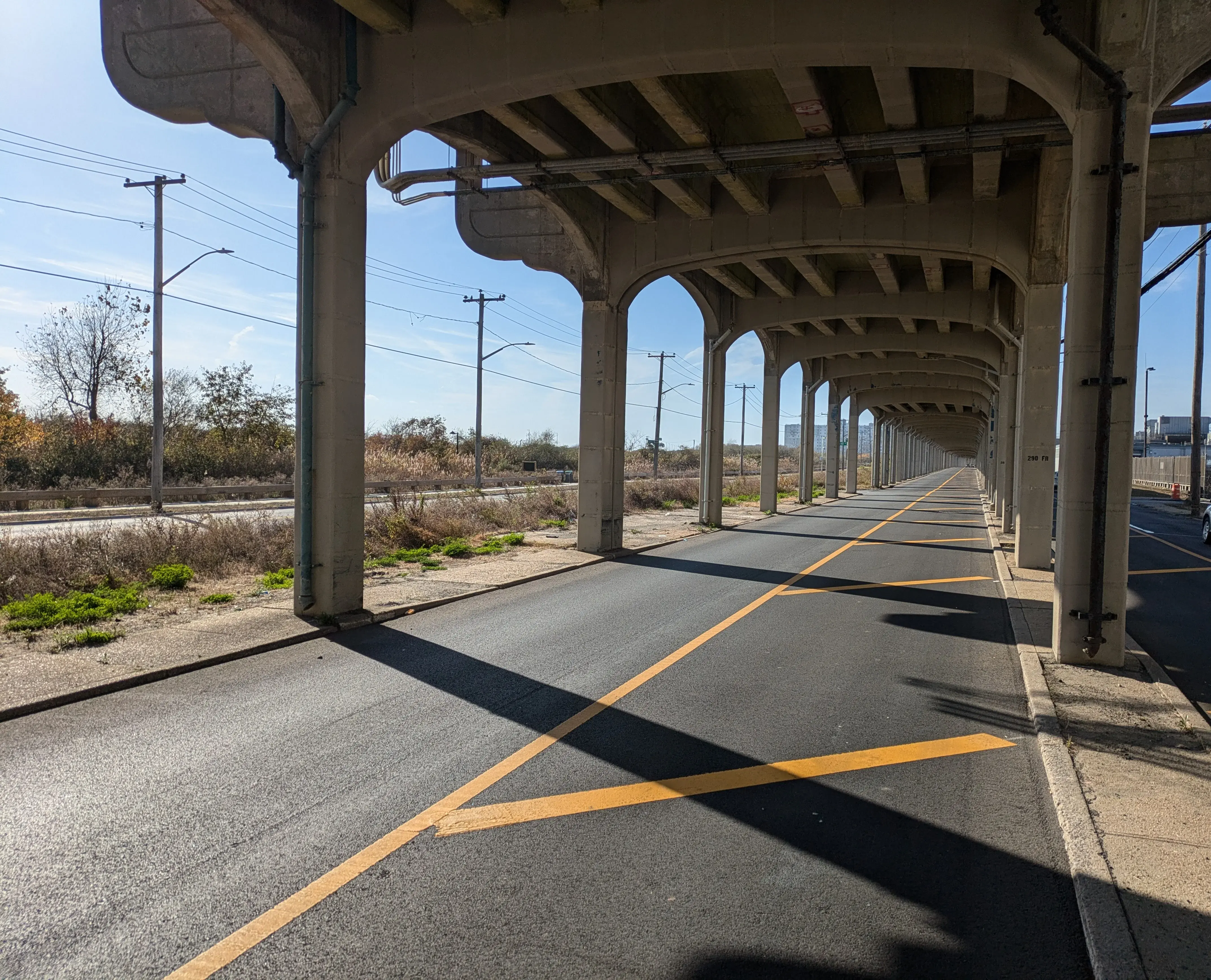 the road under the above ground train