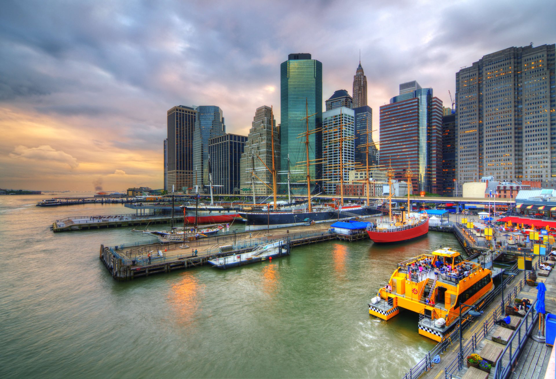 View of South Street Seaport, New York